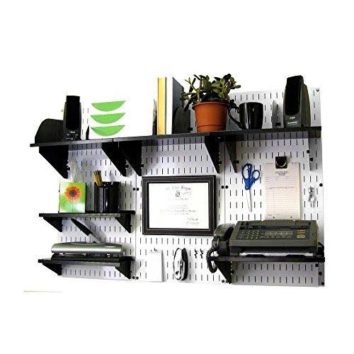 Wall Control Office Wall Mount Desk Storage and Organization Kit; Black and White