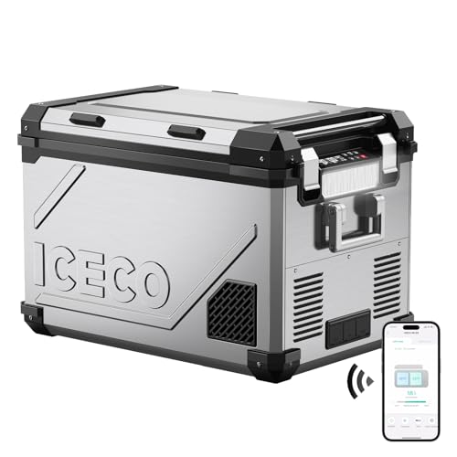 ICECO APL55 Dual Zone Portable Refrigerator, 55 Liter 12v refrigerator with SECOP Compressor, DC 12/24V, AC 110-240V, for Truck, Car and Home, -4℉~68℉