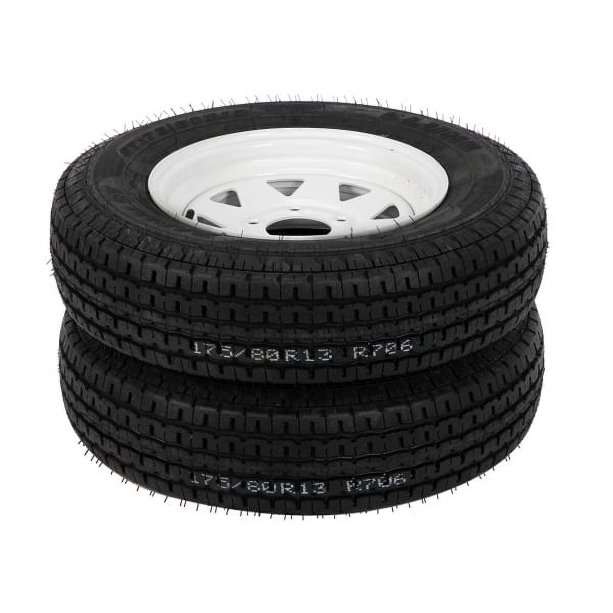 2-Pk Trailer Tire & Rim ST175/80R13 13" Load C 5 Lug White Spoke