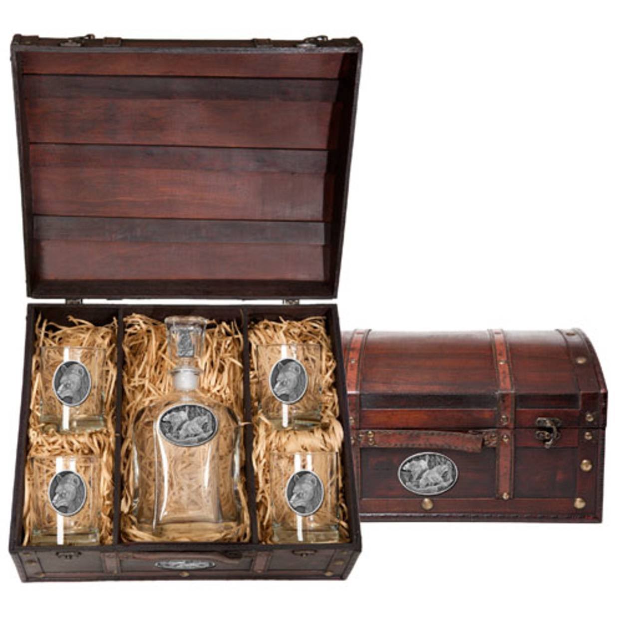 Heritage Metalworks CPTC113 Black Bear Capitol Decanter Chest Set