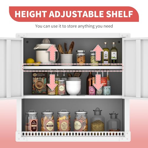 Metal Storage Cabinet with Wheels, Lockable Garage Cabinet with Doors and Shelves, Rolling Tool Storage, Assembly Required, Black