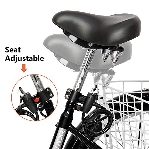 PEXMOR Adult Tricycle, 24/26 Inch 7 Speed 3 Wheel Bikes Tricycle for Adults, Adult Trike for Women/Men/Seniors, Three Wheel Cruiser Bike w/Folding Front & Rear Basket for Shopping/Recreation/Picnic