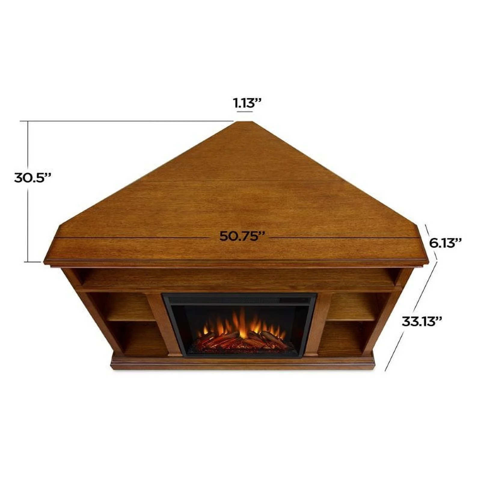 Bowery Hill Traditional Wood Electric Corner Fireplace for TVs up to 50" in Oak