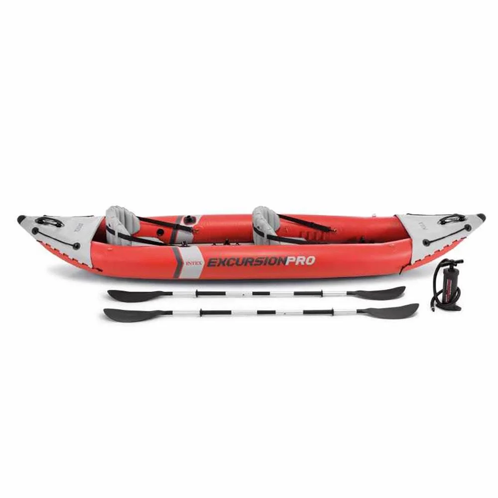 Excursion Pro 151 x 37 x 18 K2 Inflatable Kayak W/ Aluminum Oars, Pump, Fishing Rod Holders, Carry Bag