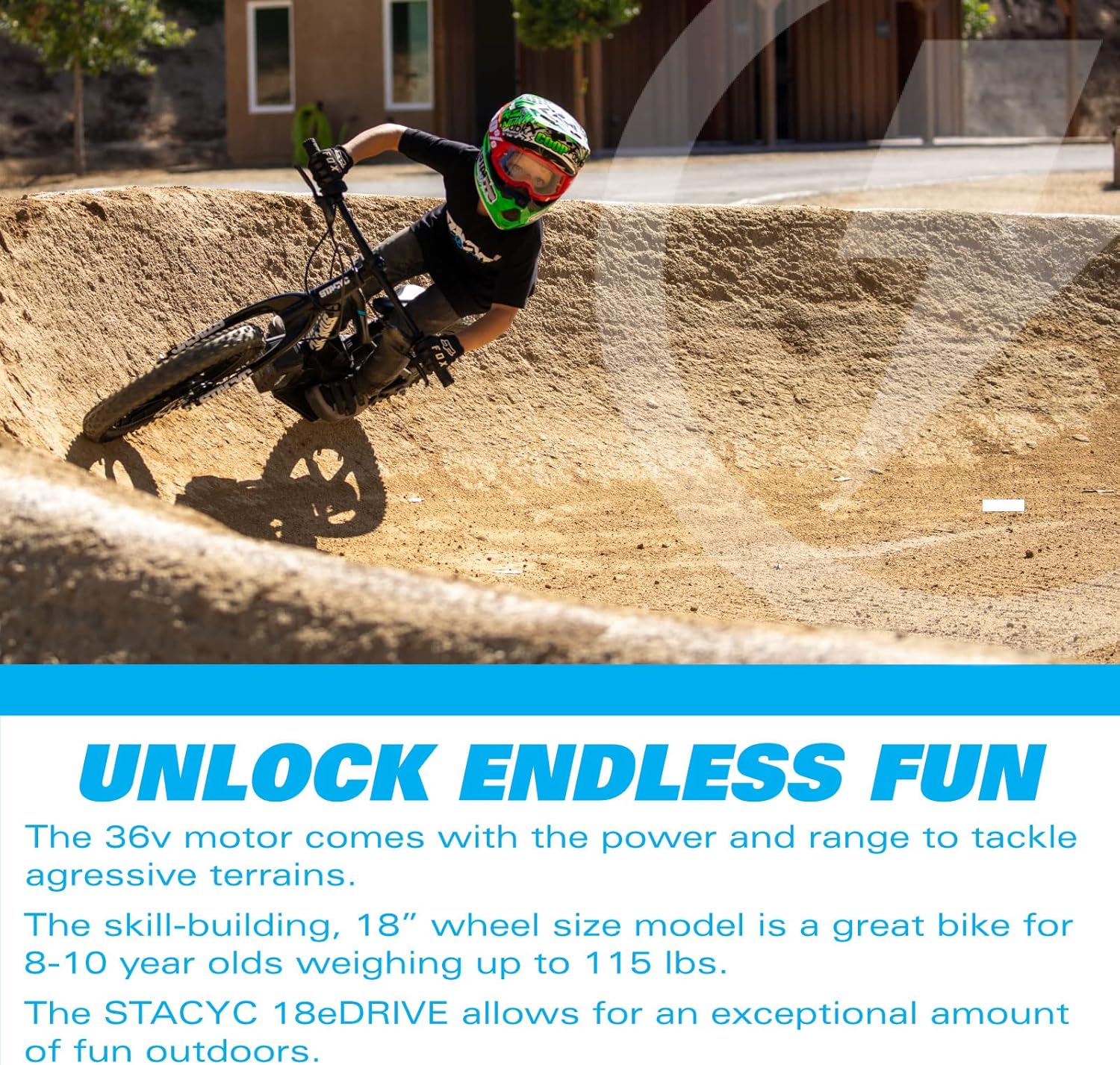 STACYC Brushless 18eDRIVE Electric Balance with Additional 6AH 36V E Bike Battery for Kids Ages 8-10 Years Old