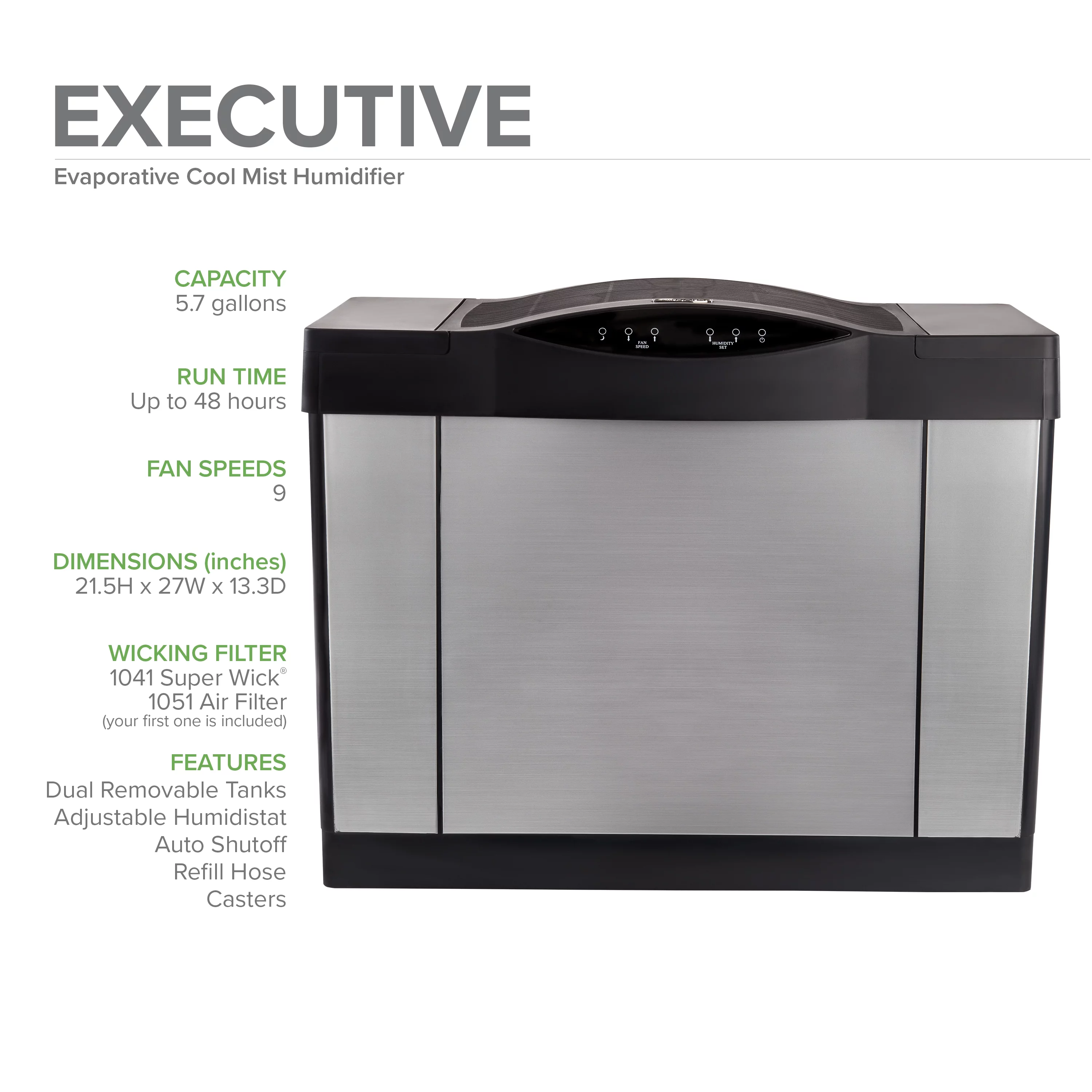 AIRCARE 4DTS 900 Whole House Console Evaporative Humidifier for 3600 Square Feet, Brushed Nickel