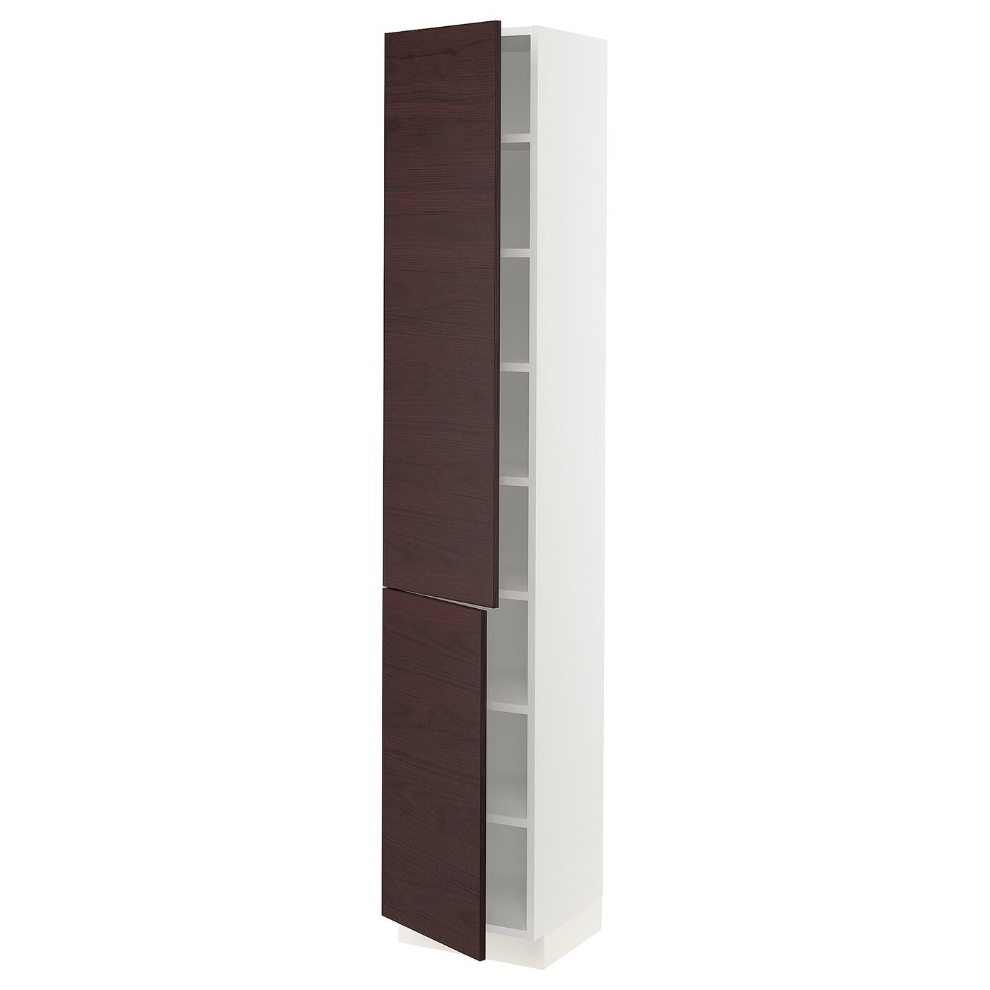 IKEA - SEKTION High Cabinet with Shelves u0026 2 Doors, White Askersund/dark Brown Ash Effect, 15x15x80 09332830