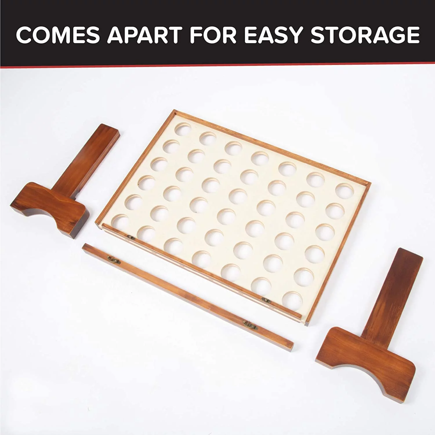 Giant Wooden 4 in a Row Game - Drop Four Connect Board Game Outdoor Game with Coins, Case and Rules