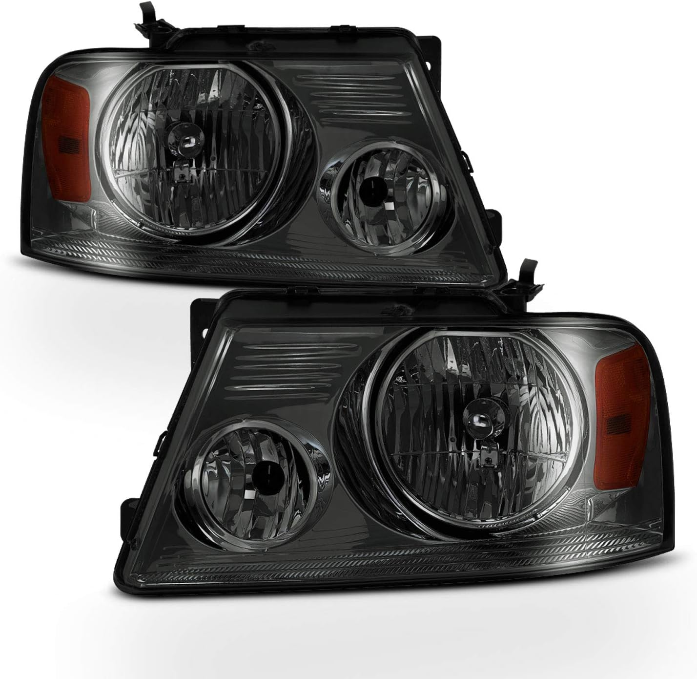 AKKON - Fits 2004-2008 Ford F150 Smoked Headlights + [Styleside Type] Black Tail Brake Lamp Pair Left Driver + Right Passenger