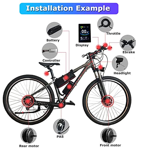 Electric Bicycle Conversion Kit 48V 350W/500W/1000W/1500W Rear Hub Motor Ebike Conversion Kit for Rear Wheel with LCD Display & PAS for Mountain Road Commuter Bicycle,48V350W-26