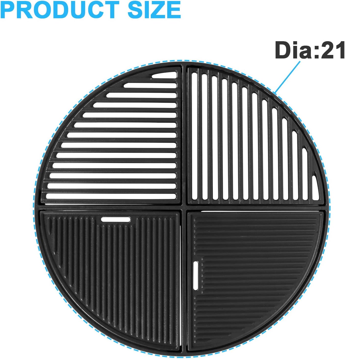 TAILGRILLER 21.5” Dia Cast Iron Grill Grate for Weber Original Kettle Premium 22 Charcoal Grill and Smokers, Replacement Part for Weber 22 Performer Premium Grill, Modular Fits 22 Grills Pack of 2