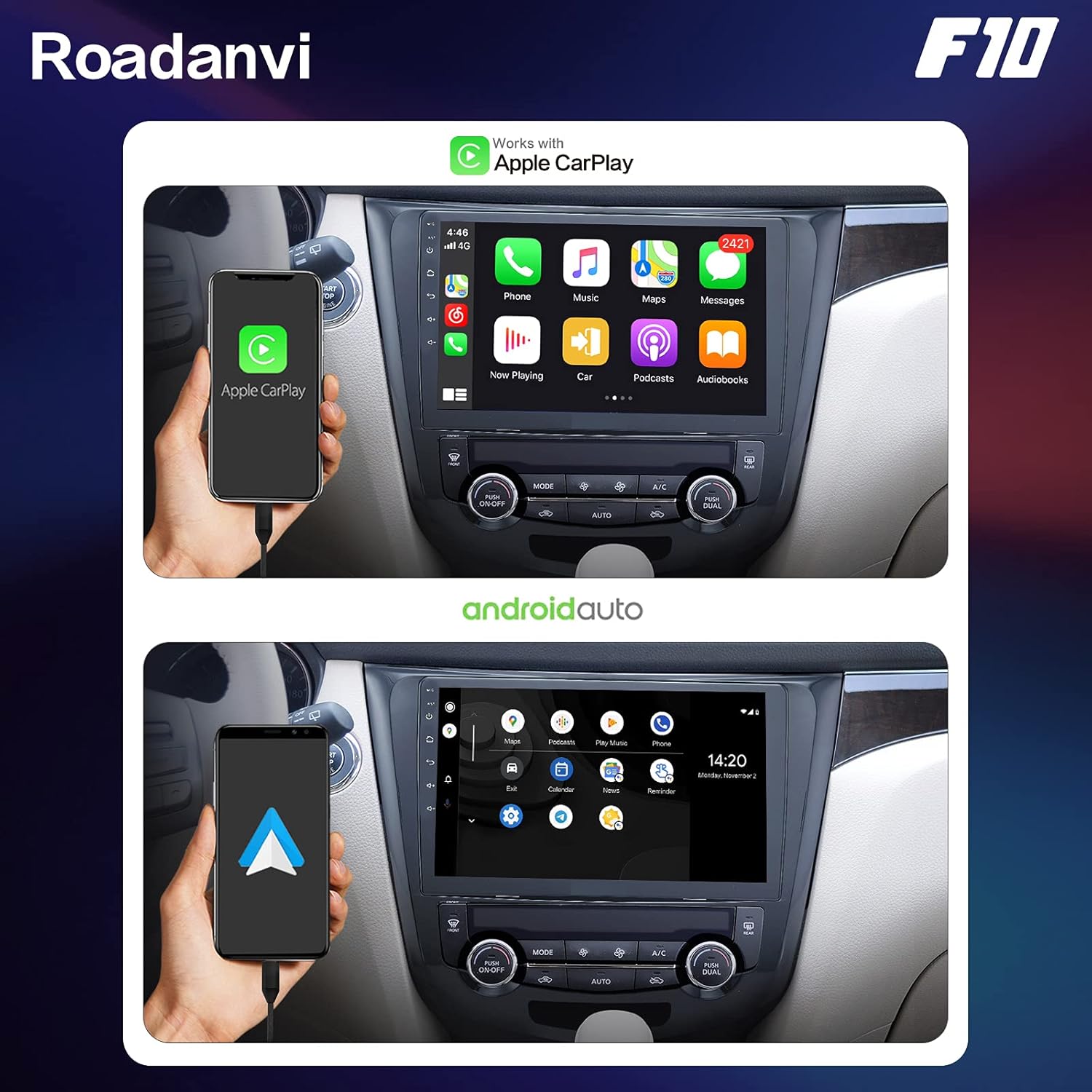 Roadanvi for Toyota Camry 2012 2013 2014 Car Stereo Bluetooth Radio for Car Navigation Carplay Android Auto 1280x720 IPS Touch Screen 4GB+64GB
