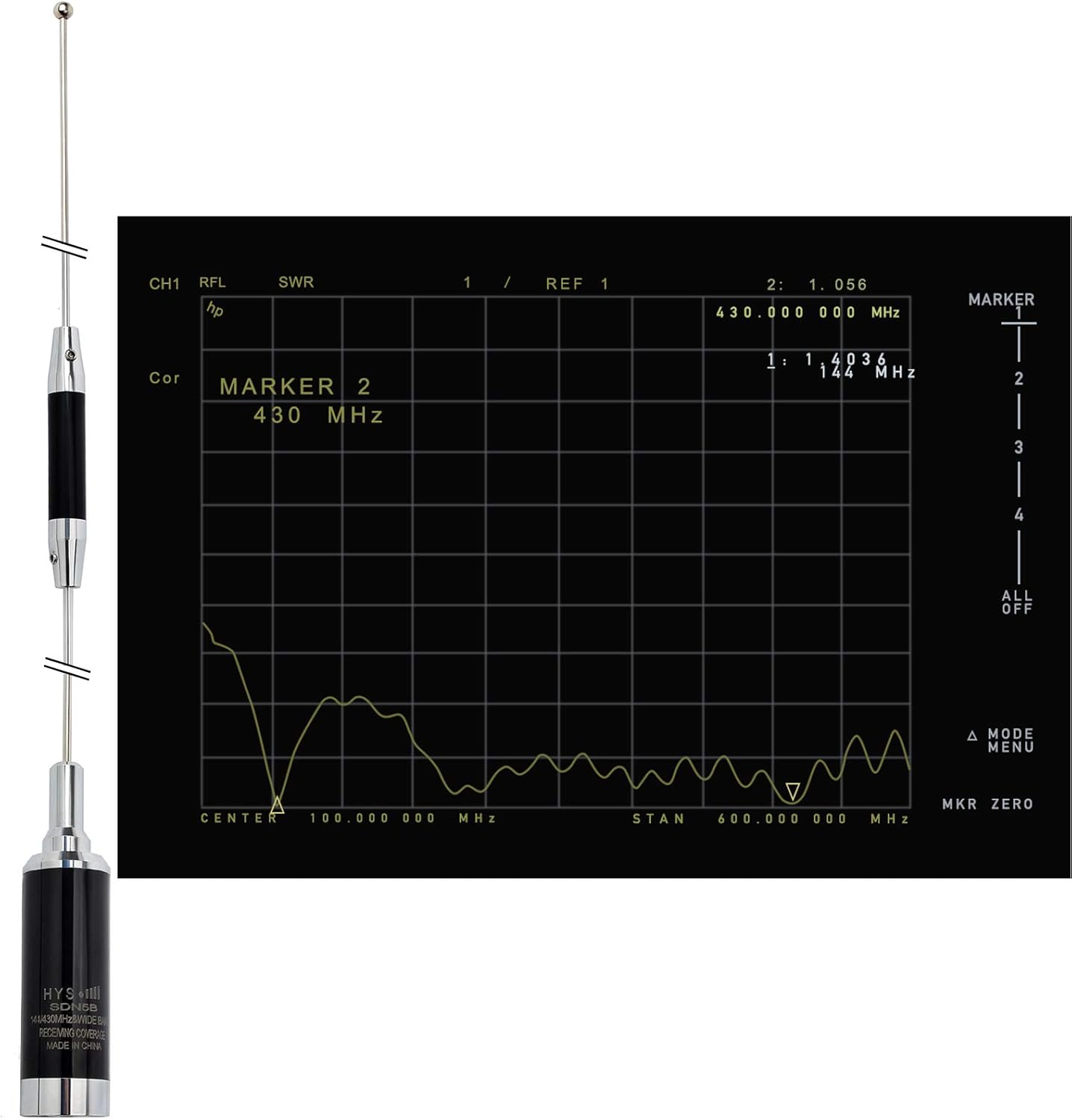 HYS Amateur Antennas Dual-Band NMO 37.9 Inch Antenna VHF 136-174/UHF 400-470MHz with Stainless Steel L-Bracket Hole & 13'/About 4m RG-58 Coax Cable for 144/430Mhz Mobile FM Transceiver Radio Pack of 2