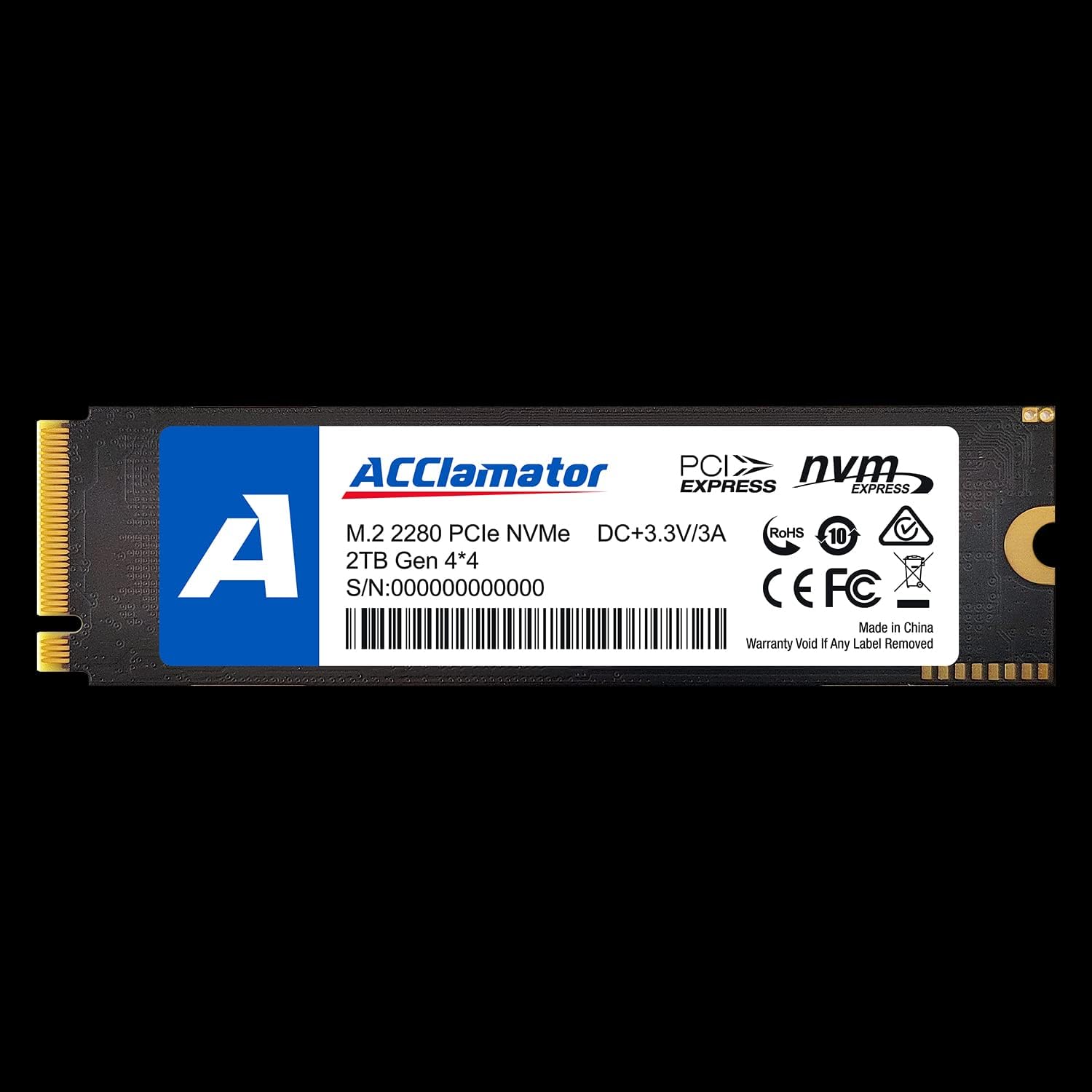 Acclamator 1TB M.2 NVMe Interface Internal Gaming SSD Solid State Drive Gen4 PCIe 4.0 Read 7300 MB/s Write 6000 MB/s M.2 2280 DRAM SLC Cache 3D NAND TLC