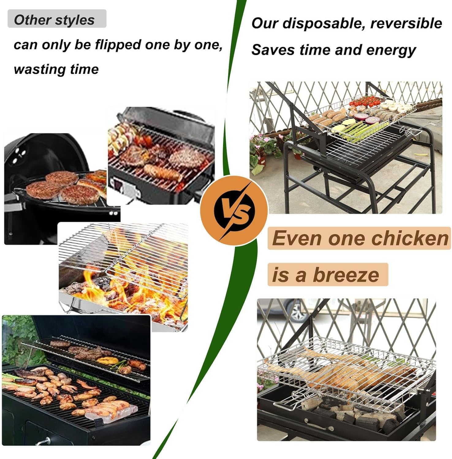 360° Rotating Charcoal Grills, BBQ Grill Portable Smoker Grill, Stainless Steel Rotisserie Grill for Camping Picnics Garden Beach Party, Charcoal Grill for Picnic and Camping