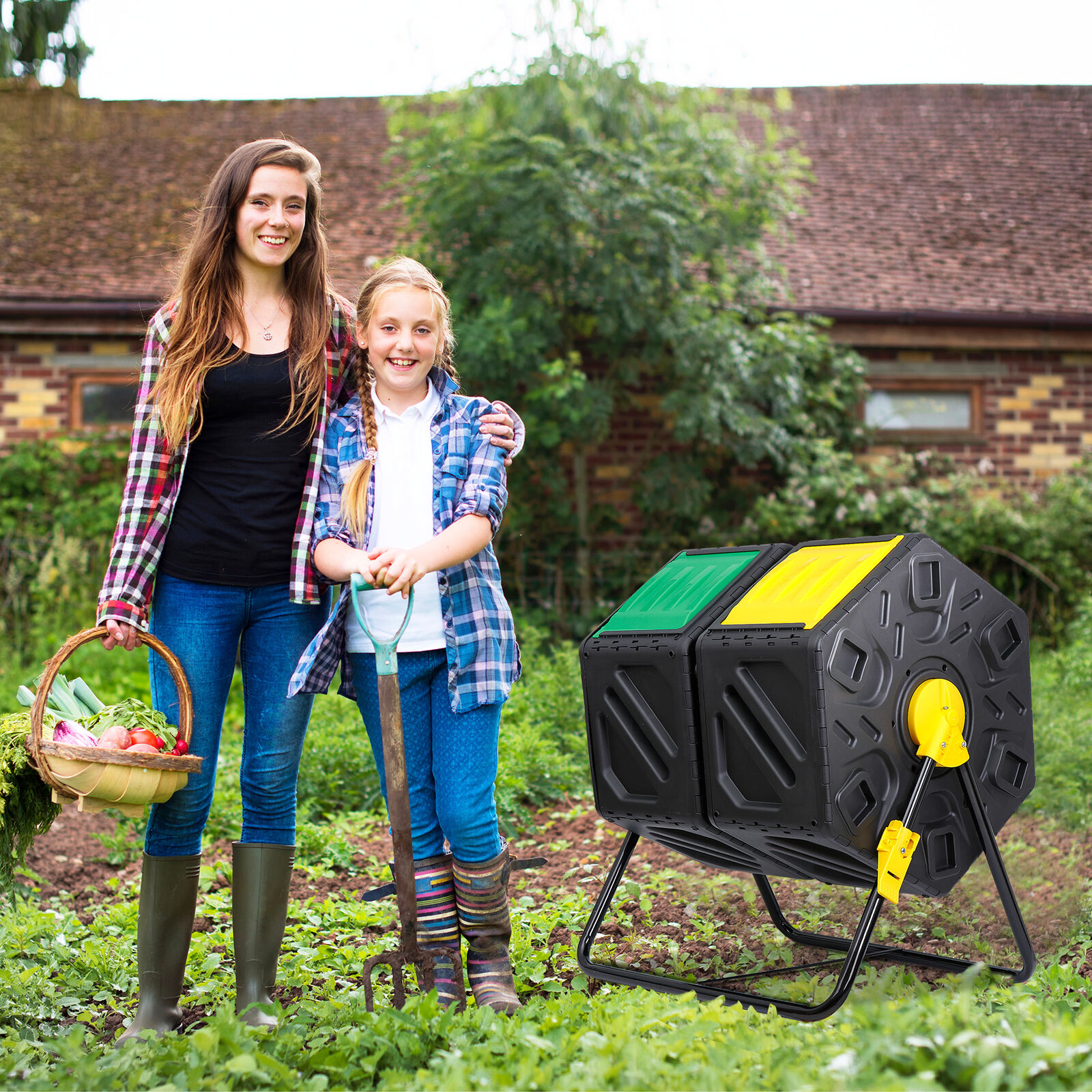 Compost Bin 18.5/37/43 Gallon Composting Tumbler BPA Free Rotating Outdoo Garden - Curated Treasures Market
