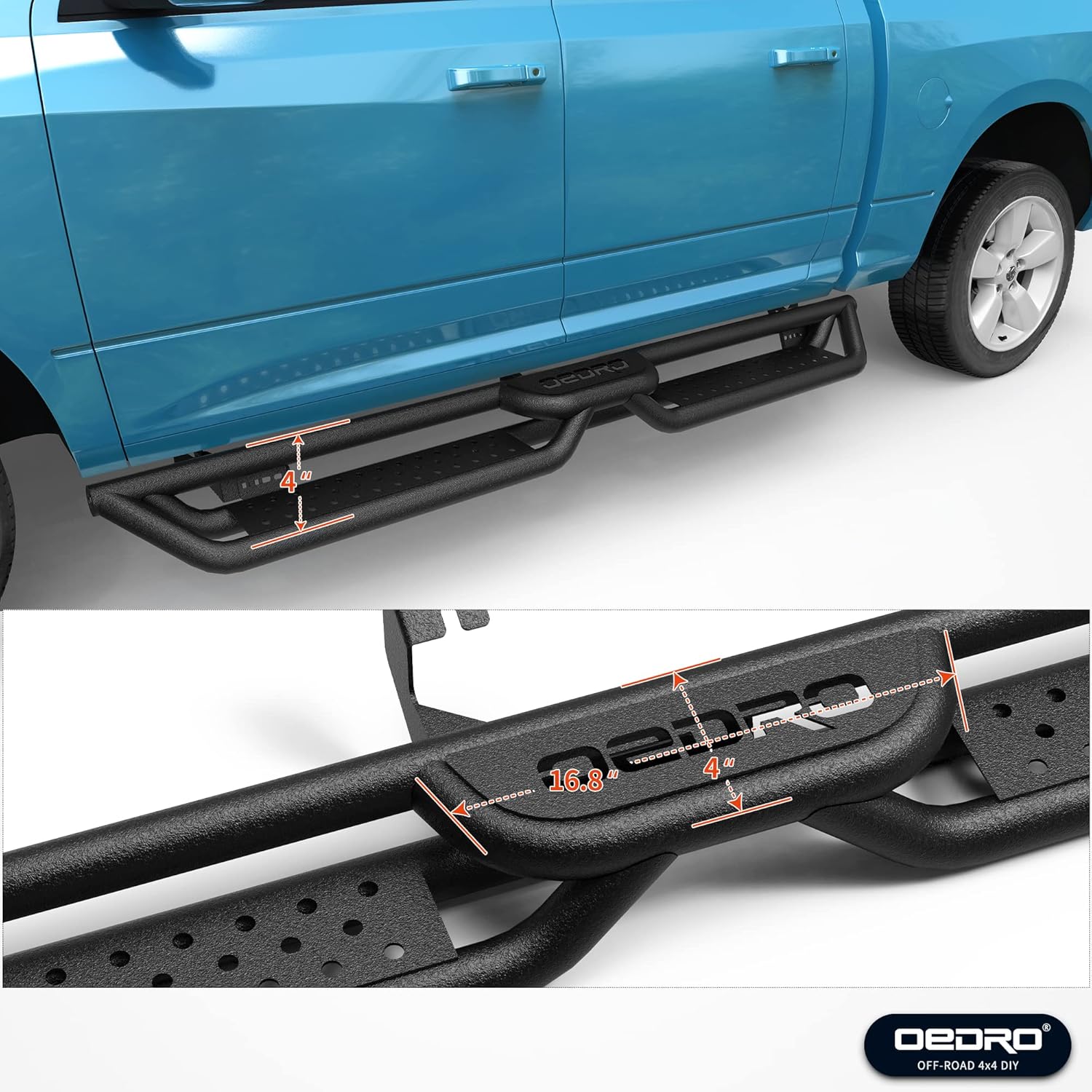 OEDRO 6 Inch Running Boards Compatible with 2005-2022 Toyota Tacoma Double Cab, Bolt-on Side Steps Steel Nerf Bars