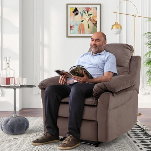 Manual Recliner Chair, Breathable Fabric Cloth Recliners with Padded Backrest and Armrests, Single Overstuffed Reclining Sofa for Living Room Bedroom