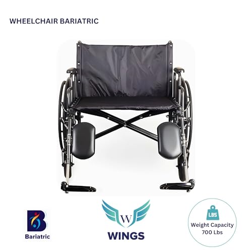 Medacure Ultra Wide Bariatric Wheelchair - Heavy-Duty Frame and Enhanced Comfort Features, 700 Lbs Weight Capacity, Seat Dimensions - 26"" W x 20"" D - WC2620, Black