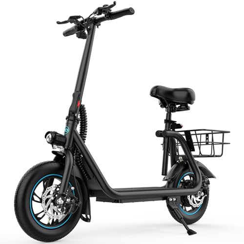Gyroor Electric Scooter for Adults with Seat, 20/25 Miles Range 450W Motor up to 15.5/18.6 MPH Speed LCD Display, Electric Scooter with Basket
