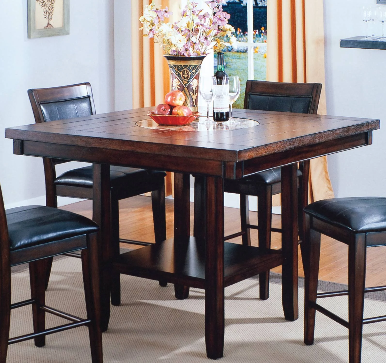 Crown Mark Fulton Counter Height Table with 20x22 Lazy Susan
