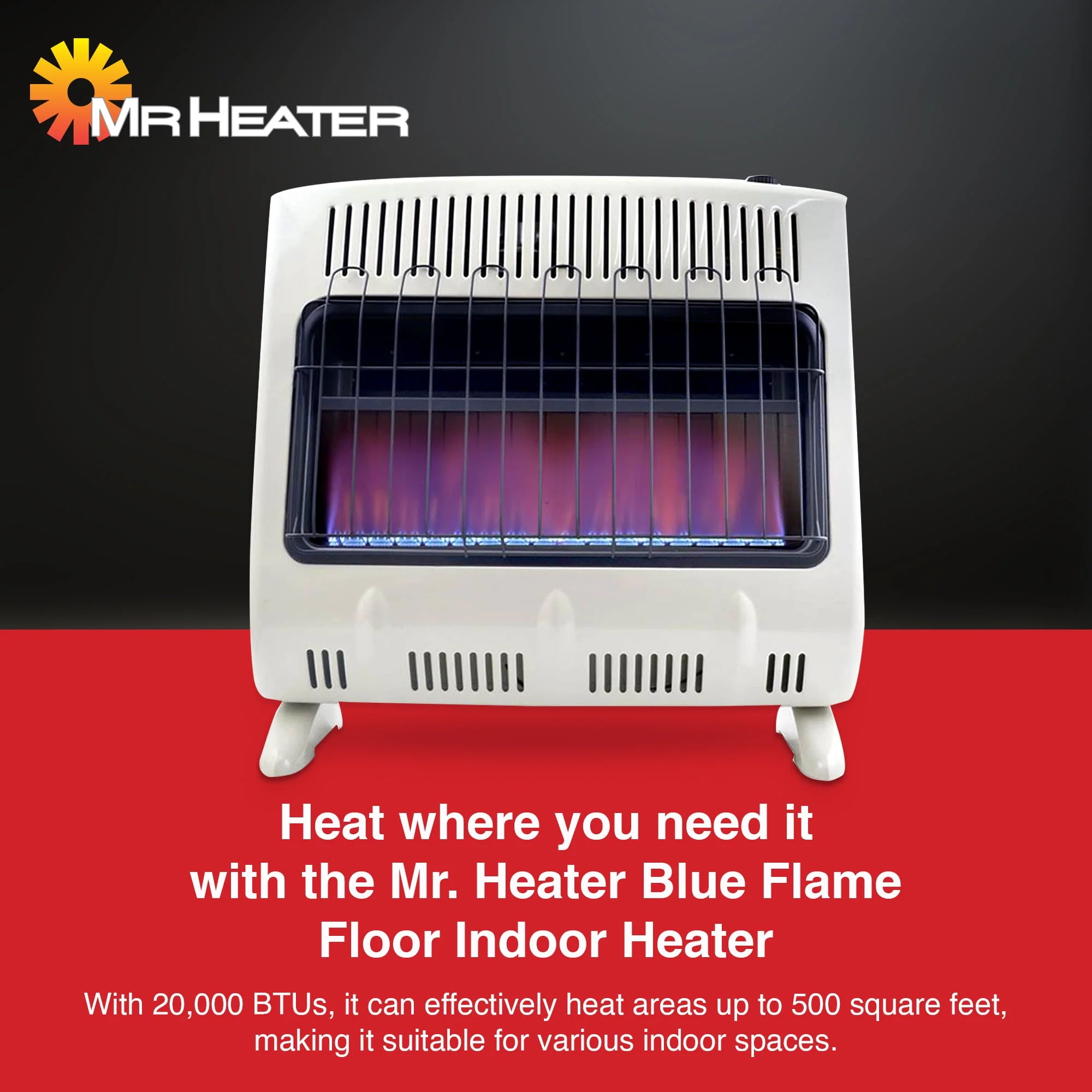Mr Heater 20000 BTU Vent Free Blue Flame Propane Gas Wall or Floor Indoor Heater
