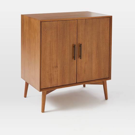 Mid-Century Bar Cabinet - Small, Acorn - Bar Accessories - Bar Carts u0026 Storage - Bar Organization