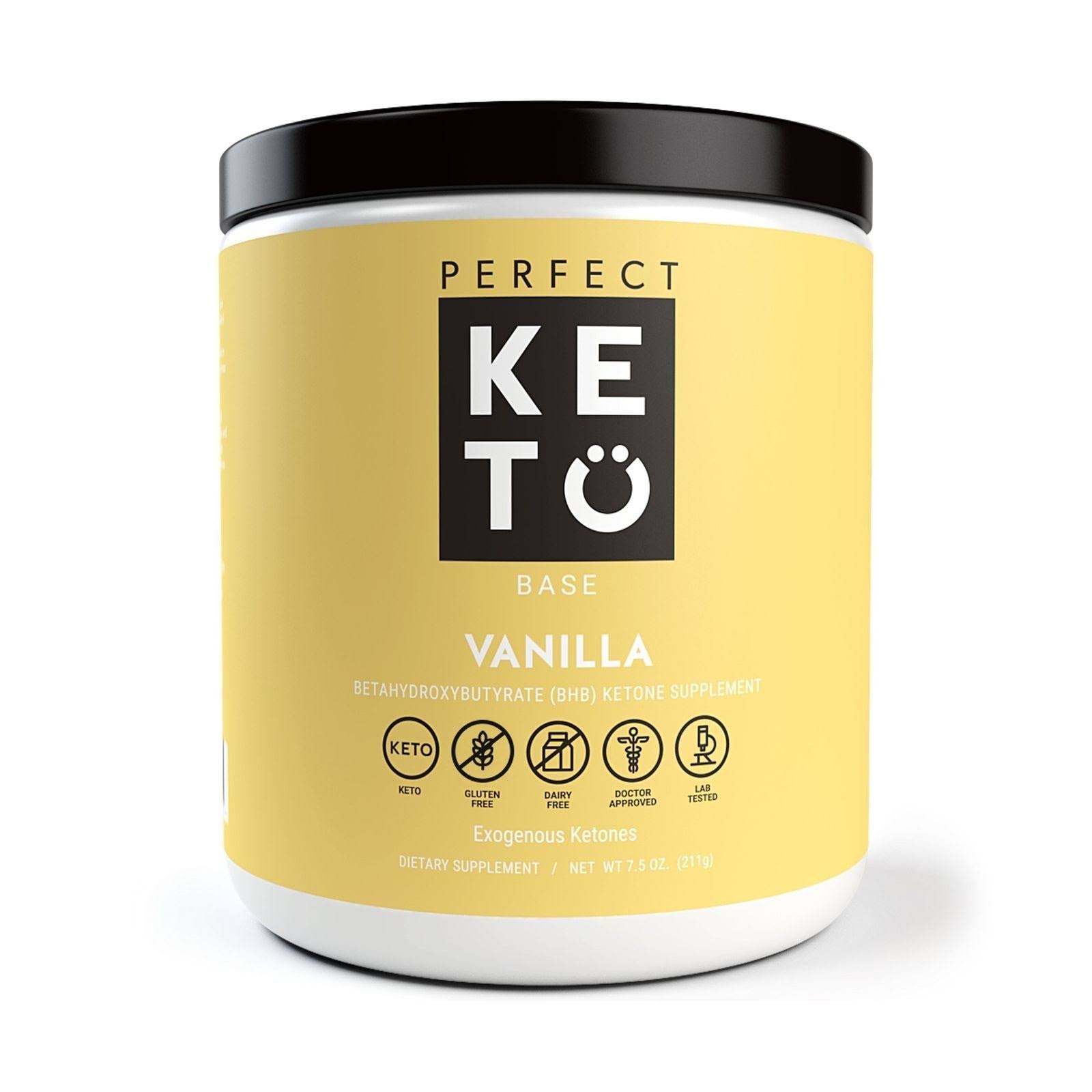 Perfect Keto Exogenous Ketones: Base BHB Salts Supplement Vanilla Flavor