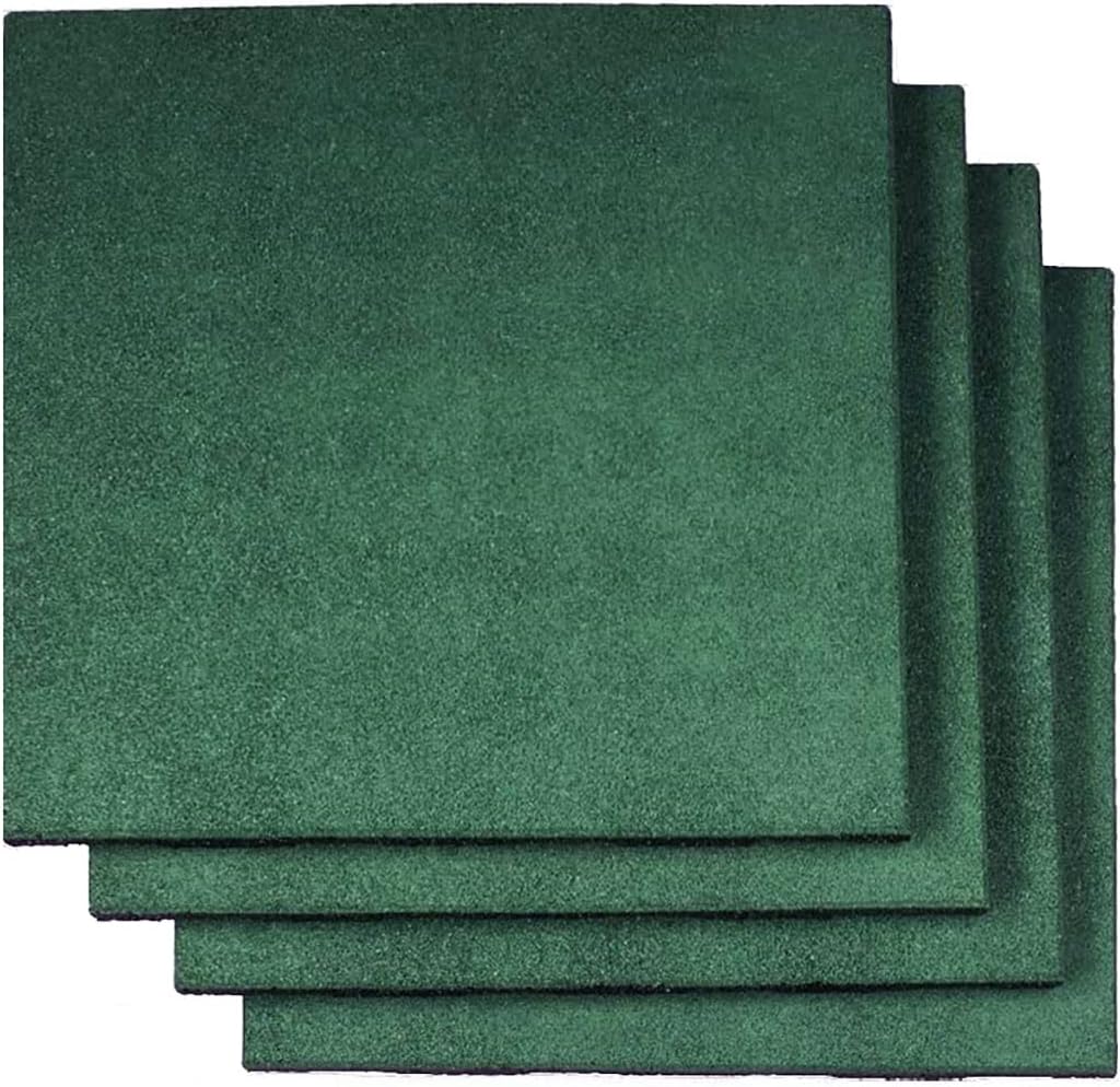 RevTime Easy DIY Interlocking Outdoor Rubber Tiles 20" x 20" x 1&rdquo; Thick for Playground Use, Outdoor Gym Floor, Sports Deck, Backyard Play Area, Safety Rubber Paver (Pack of 4) Green