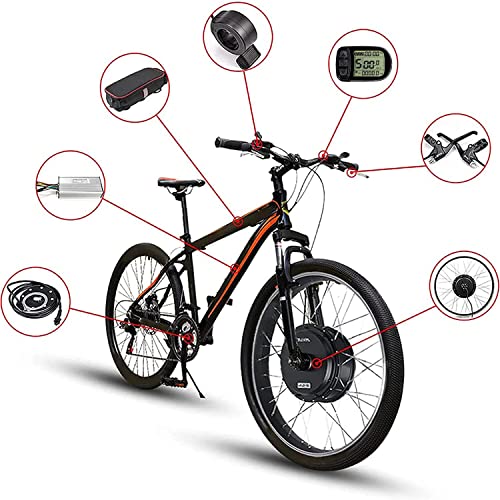 E-Bike Conversion Kit Electric Bike Conversion kit 20, 24, 26, 27.5, 28, 29, 700c inch Front Wheel hub Motor kit Motor Control LCD Display Brushless Motor hub,48V/1500W-26inch