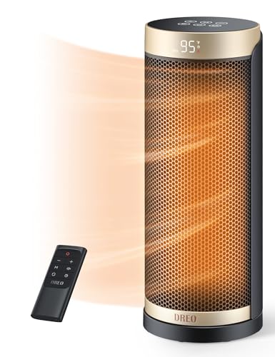 Dreo Space Heater, Portable Electric Heaters for Indoor Use, 70° Oscillation, 12H Timer & Tower Fan with Remote, 90° Oscillating Bladeless Fan, 42 Inch, Quiet with 6 Speeds