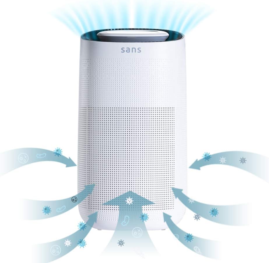Sans HEPA 13 Air Purifier - 1560ft² ultra-quiet home air purifier with pre-filter, activated carbon, and UV-C light