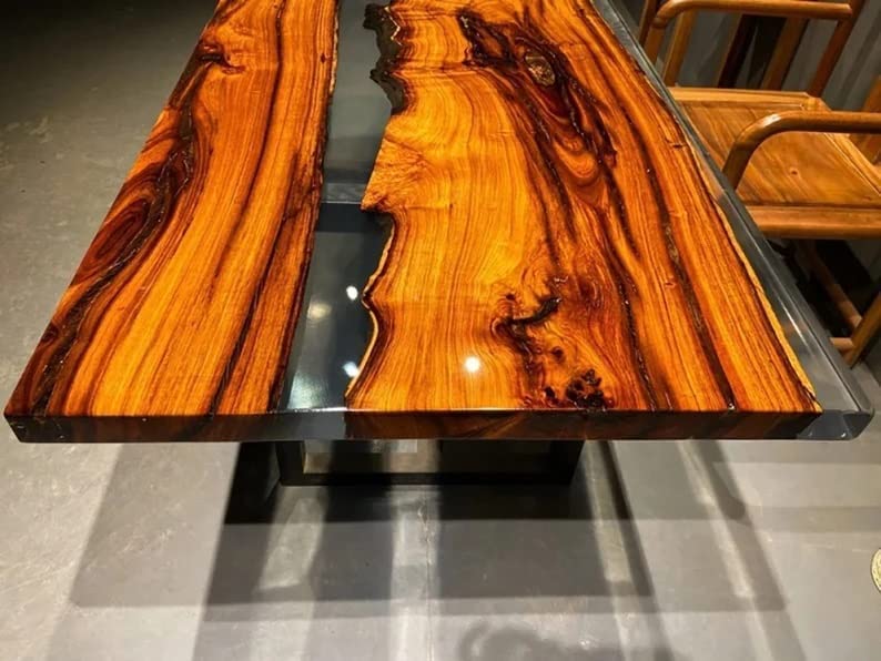 Personalized LARGE EPOXY TABLE, Resin Dining Table for 2, 4, 6, 8 River Dining Table Top, Wood Epoxy Coffee Table Top, Living Room Table (without Stand, 48 x 24inches)