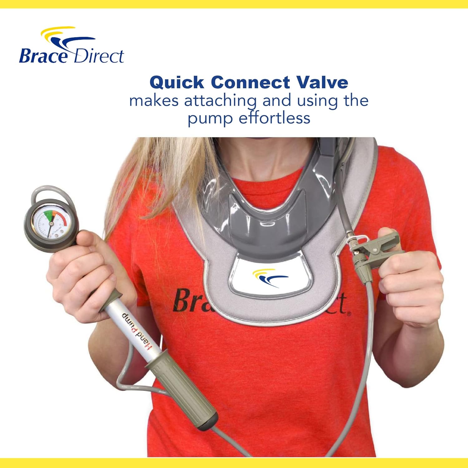 Brace Direct Cervical Neck Air Traction Collar and Stretcher- Relief for Neck and Shoulder Pain, Tension, Strain, or Pinched Nerves, Plus Improves Spine Alignment and Posture; Fully Adjustable