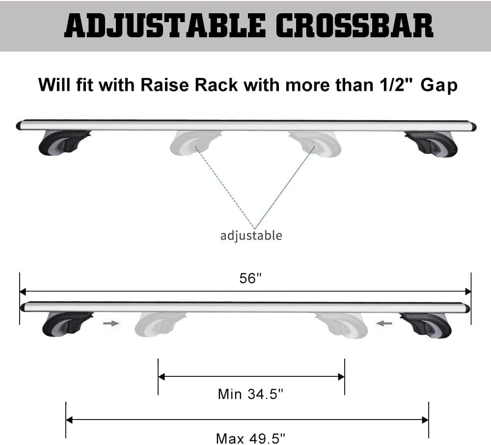Otherya Aero Aluminum Universal 56'' Roof Rack Cross Bars, Existing Raised Side Rail with Gap -200 lbs Load Capacity