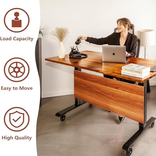 Conference Room Table 8FT White Meeting Seminar Table Business Style Folding Training Flip Top Table for Office Conference,Metal Frame with Wheels (6, White)