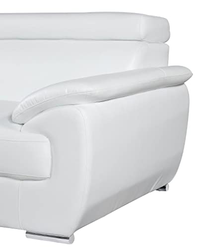 4571 Veal Collection Leather Upholstered Modern Living Room Chair, Loveseat, Sofa, White