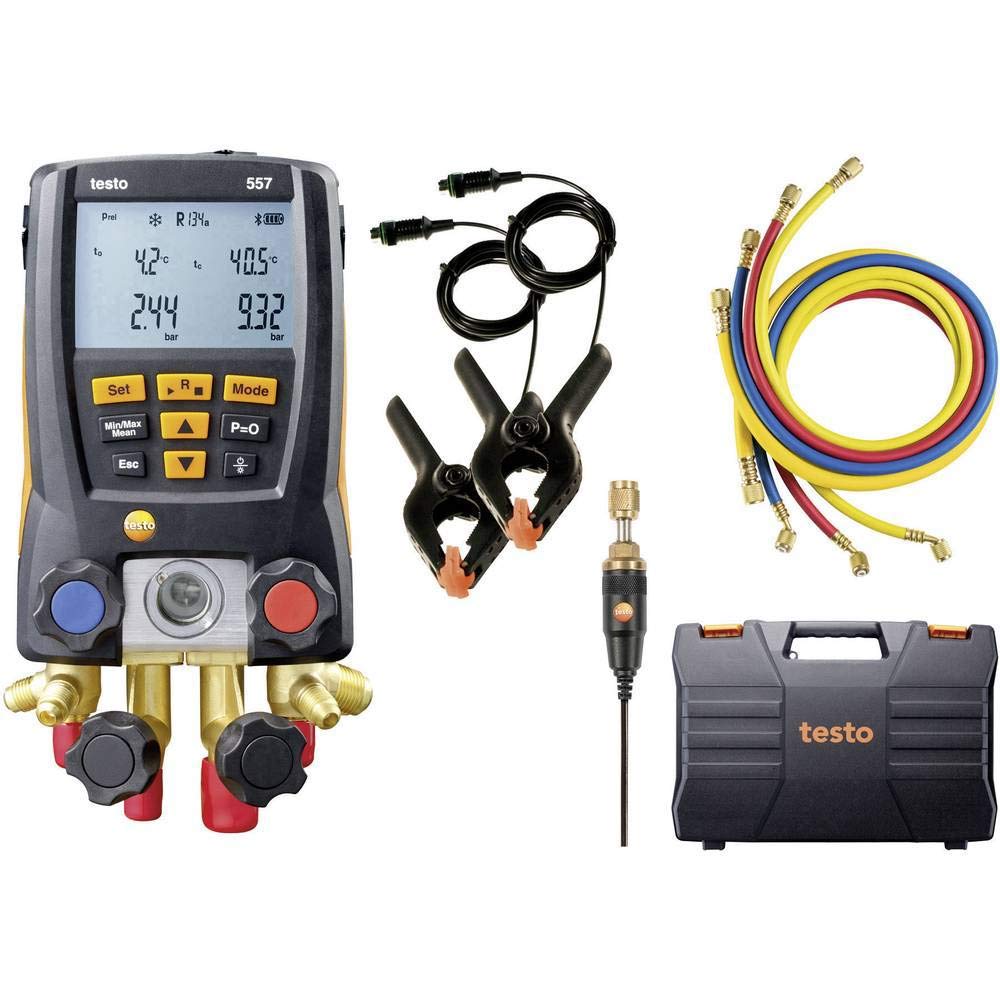 Testo - 0563 1557 testo 557 I Digital Manifold Kit for air Conditioning, Refrigeration Systems and Heat Pumps I 4-Valve HVAC Gauge with Bluetooth