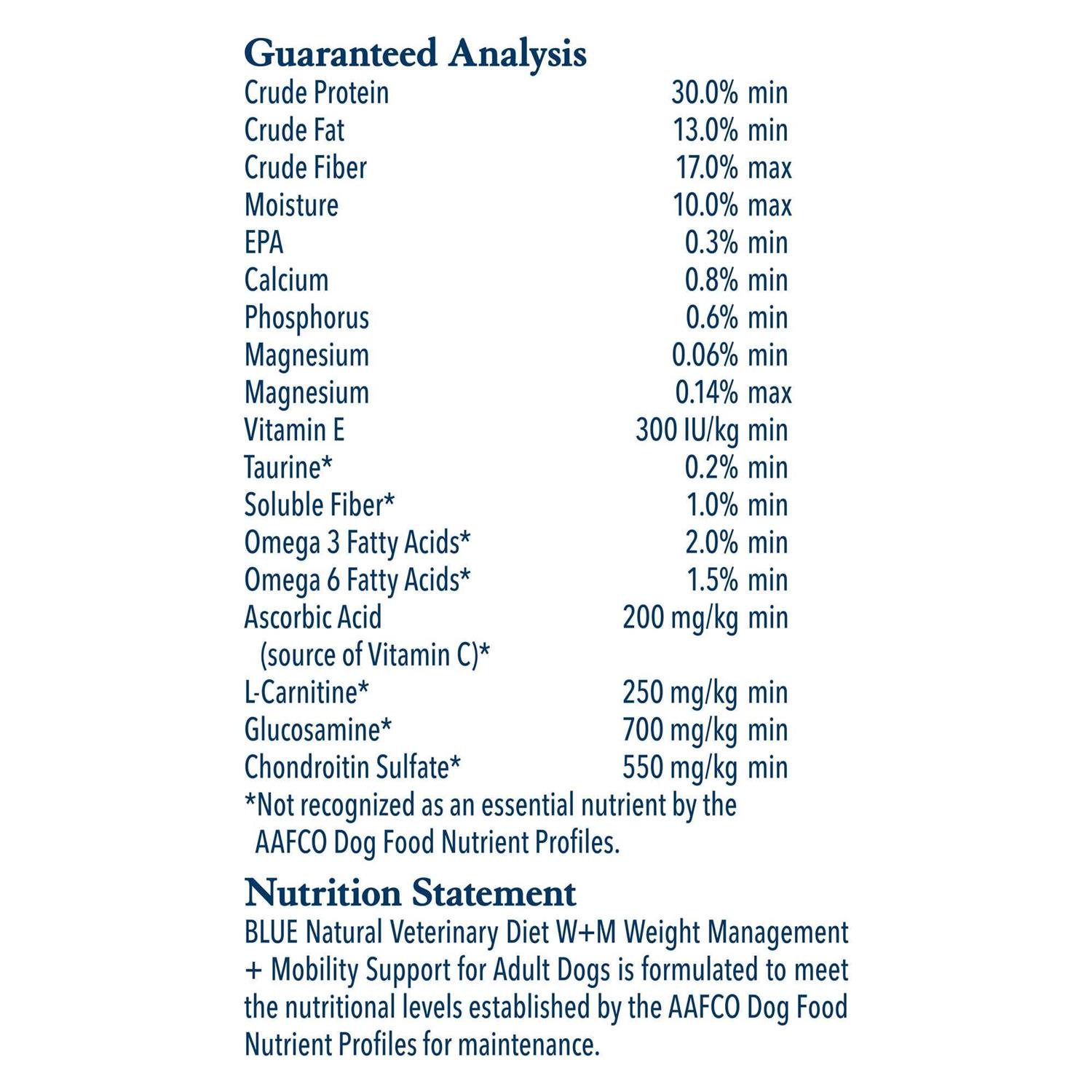 Blue Buffalo Natural Veterinary Diet W+M Weight Management + Mobility Support Dry Dog Food - Pet Supplies online store