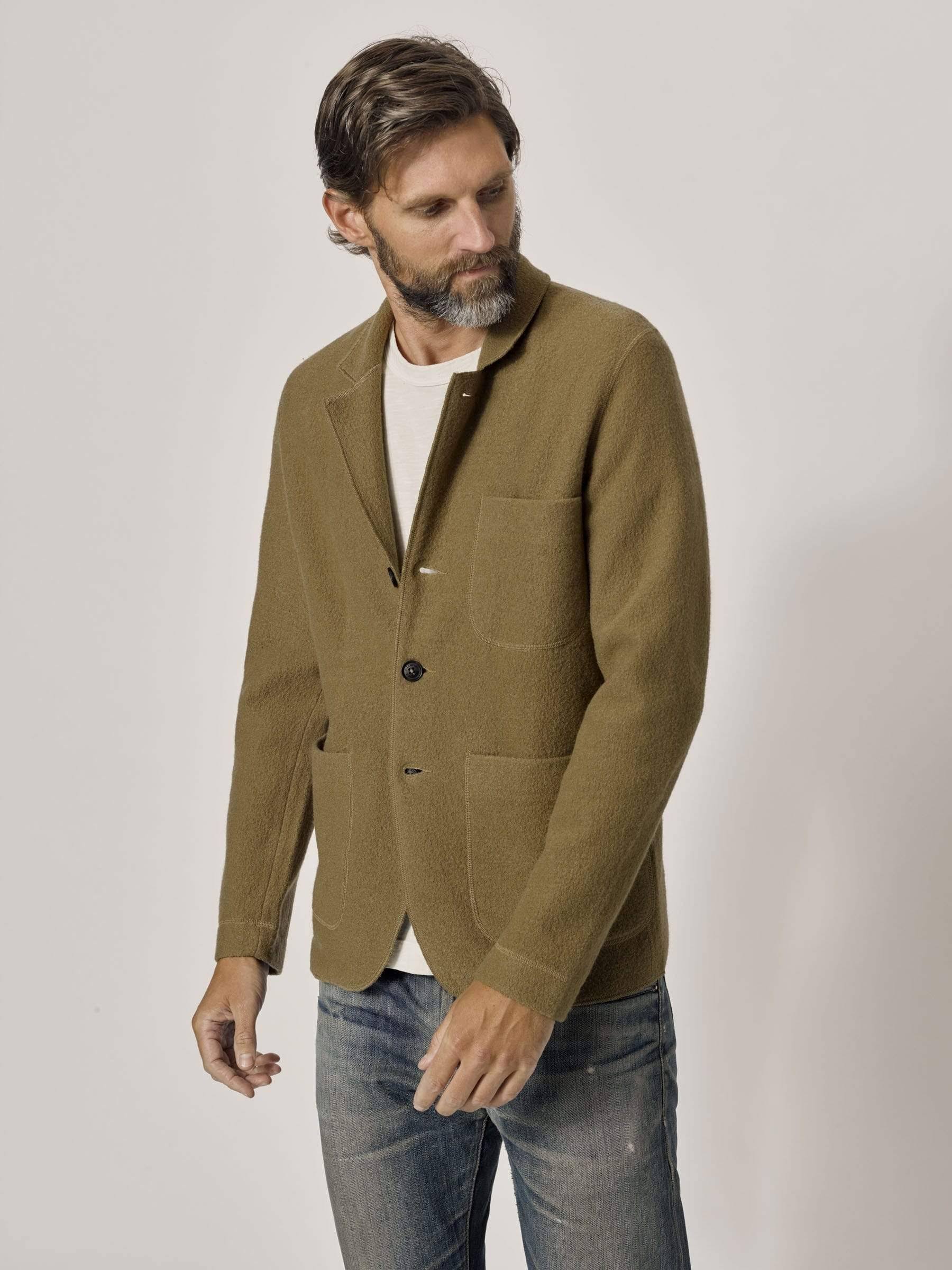 Buck Mason Men&s Felted Chore Coat in Camel, Size Small | Felt