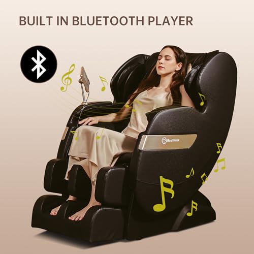 Real Relax 2025 Massage Chair Full Body,Dual Core S Track with Zero Gravity Recliner,Lower Back and Calf Heating, LCD and APP Control,Shiatsu,Bluetooth,Office and Home Use,Black and Gold