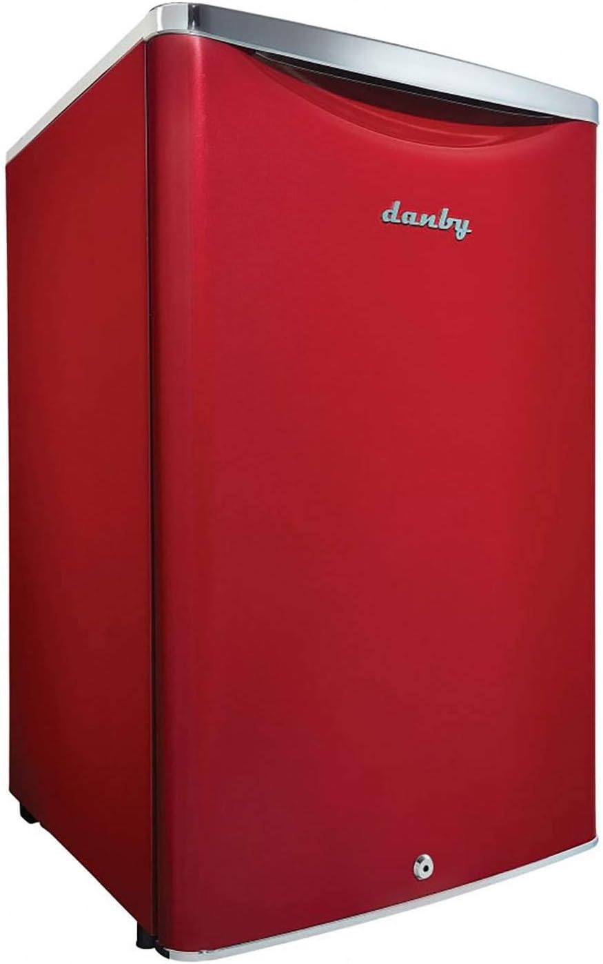 Danby Contemporary Classic DAR044A6LDB 4.4 Retro Fridge in Metallic Red cu. ft. (124 L) Capacity Compact All Refrigerator Featuring Danby’s Patented Design Energy Star Compliant