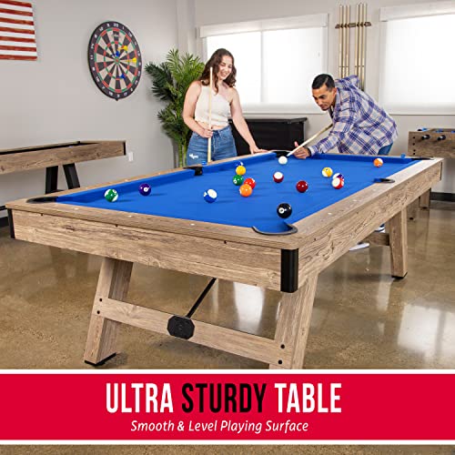 GoSports 8 ft Pool Table with Wood Finish - Modern Billiards Table with 2 Cue Sticks, Balls, Rack, Felt Brush and Chalk - Choose Your Style