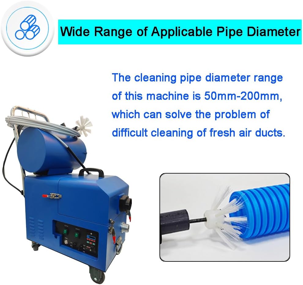 Fresh Air Duct Cleaning Machine Household Fresh Air System Ventilation Duct Cleaner 220V Pipeline Sweeping Suction Dust Removal Integrated Machine 0-1400 RPM Stepless Speed Rigulation