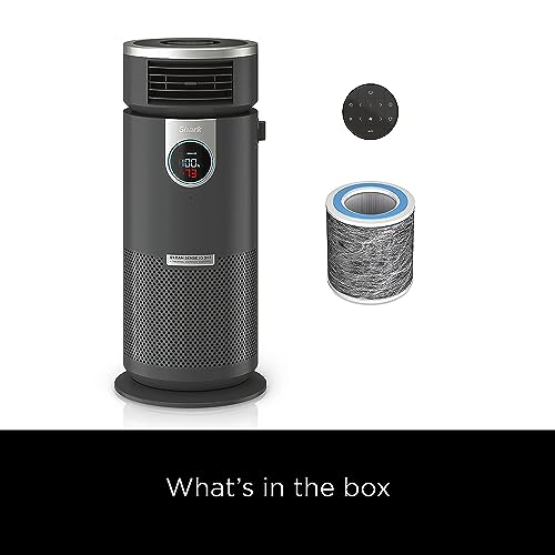 Shark 3 in 1 Air Purifiers for Home, Bedroom, or Office with HEPA Filter, Small Space Heater and Fan Combo, Covers up to 500 Sq Ft, Clean Sense Technology