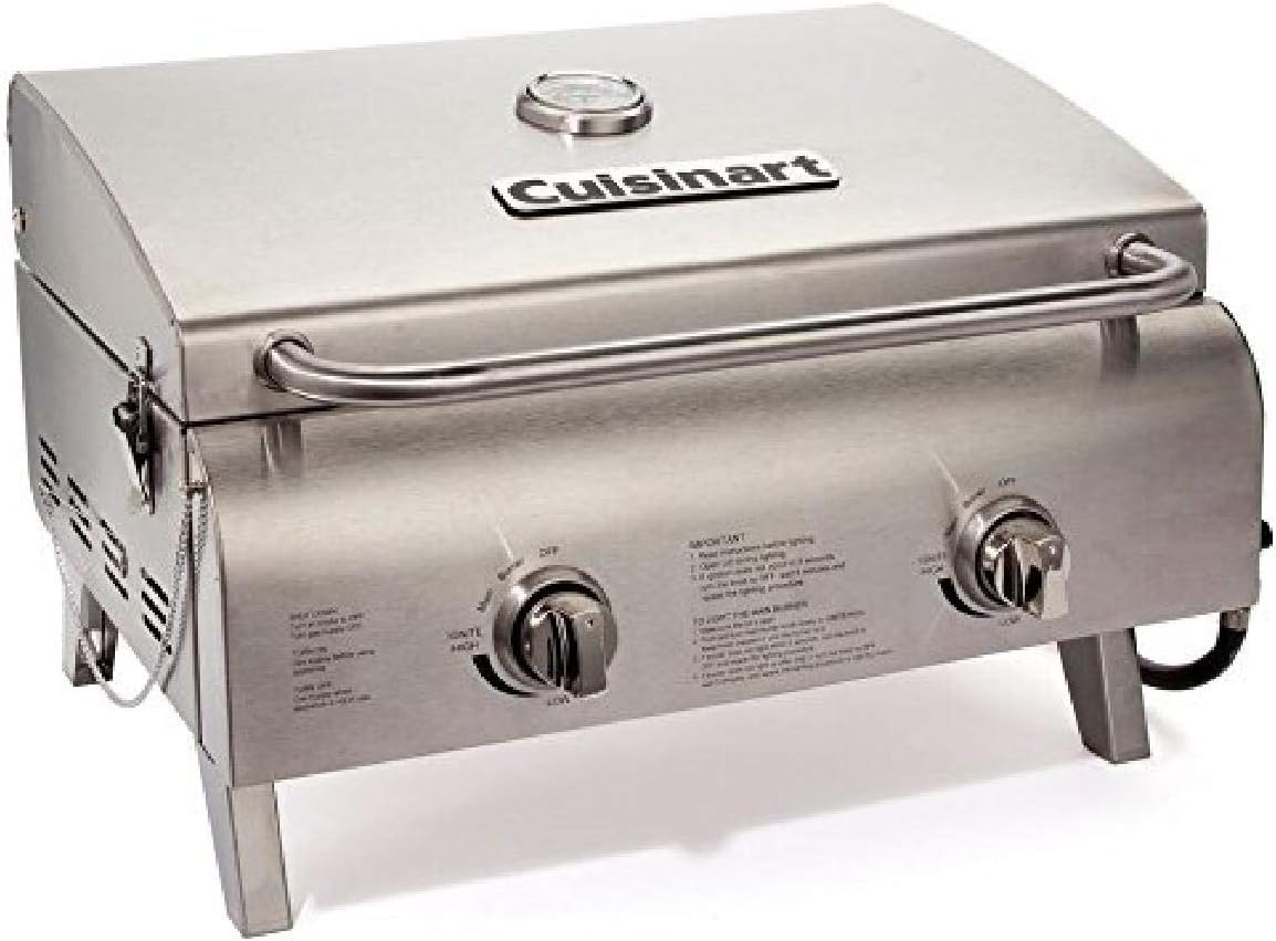Cuisinart CGG-306 Chef's Style Portable Propane Tabletop, Professional Gas Grill, Two-Burner, Stainless Steel