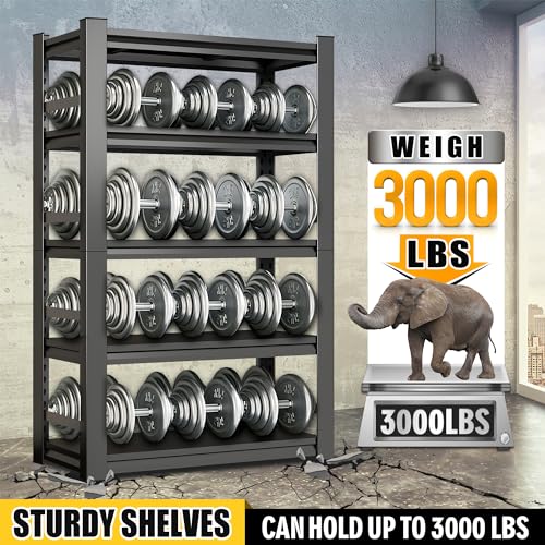 72"H|48"W Garage Shelving Unit and Storage-Easy Assembly Metal Shelves 5-Tier Rack|with Wheels Adjustable Shelf|Steel Rust-Resistant Shelves for Industrial,Warehouse,Basement,Workshop Organization