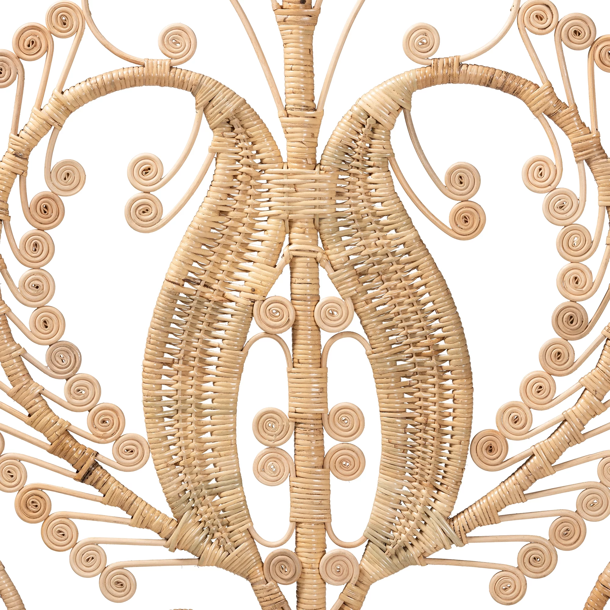 bali & pari Caelinus Modern Bohemian Natural Brown Rattan Queen Size Standalone Headboard