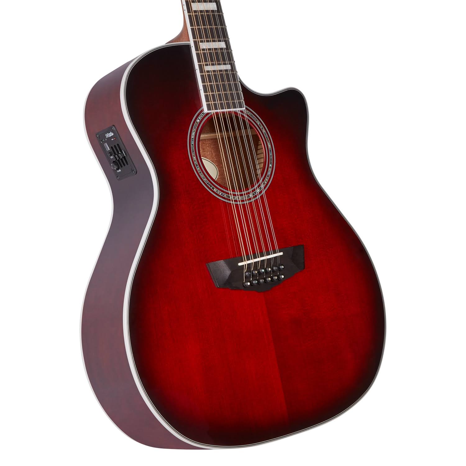 D'Angelico Premier Fulton 12-String Acoustic Electric Guitar, Ovangkol Fretboard, Trans Black Cherry Burst