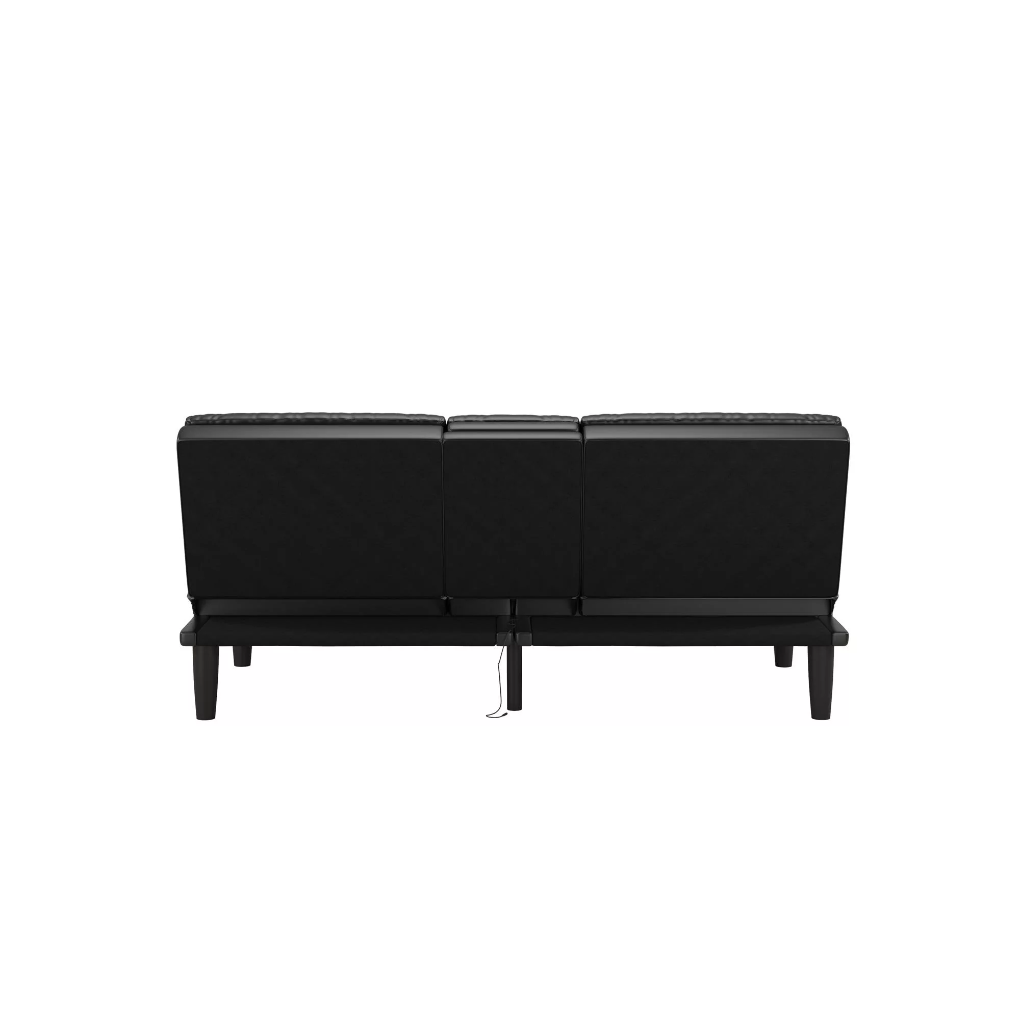 Mainstays Memory Foam Futon with Cupholder and USB, Black Faux Leather